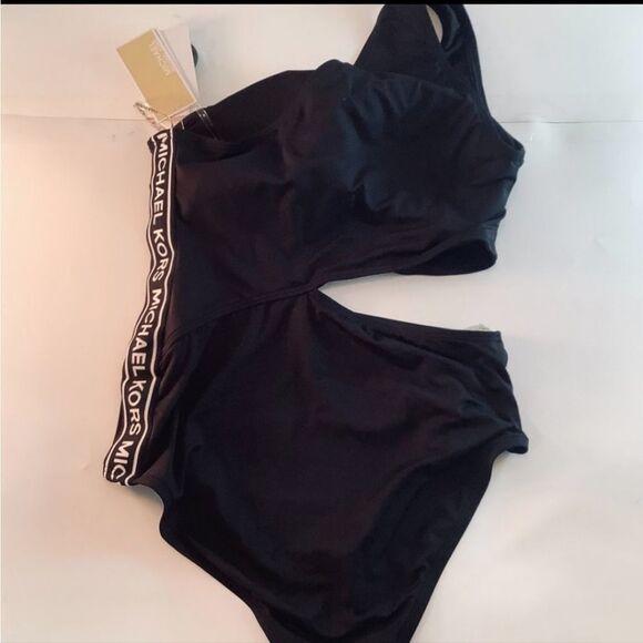 Micheal Kors Black Signature Logo Side Cutout Women's  One-piece Swimsui… - Picture 15 of 15